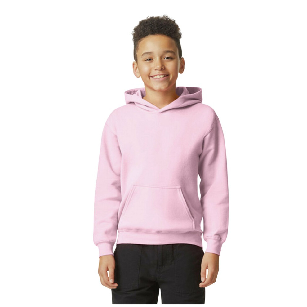 Gildan (Xs, Light Pink) Childrens/Kids Softstyle Plain Fleece Midweight Hoodie