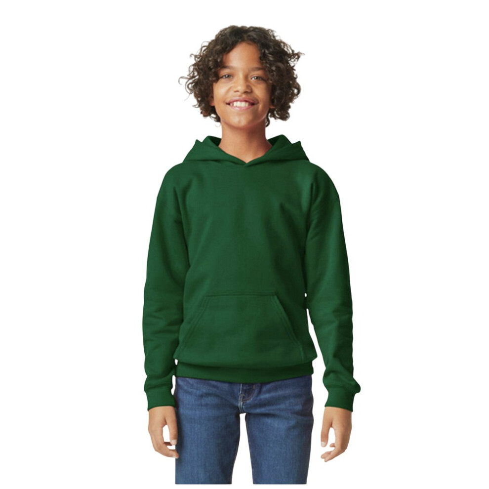 Gildan (S, Forest Green) Childrens/Kids Softstyle Plain Fleece Midweight Hoodie