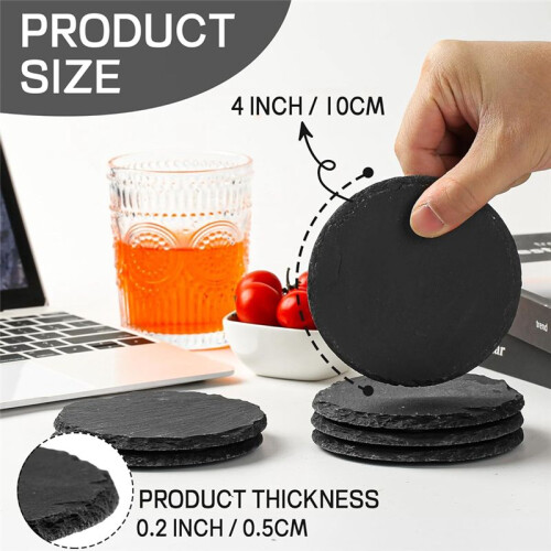 Stone Coaster 10cm Round Glass Coaster with Practical Stand Suitable for Drinks, Mugs, Bars, Glasses 1