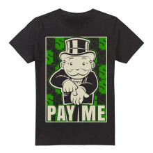 (XXL, Black) Monopoly Mens Pay Me T-Shirt