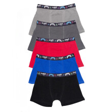 (7-8 Years, Grey/Dark Grey/Red/Royal Blue/Black) Floso Boys Cotton Blend Boxer Shorts (Pack of 5)