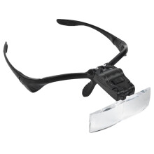 Headhand Magnifier Glasses with 2 LED Professional Jeweler'S Loupe Light Bracket 5Lens Magnifying Visor