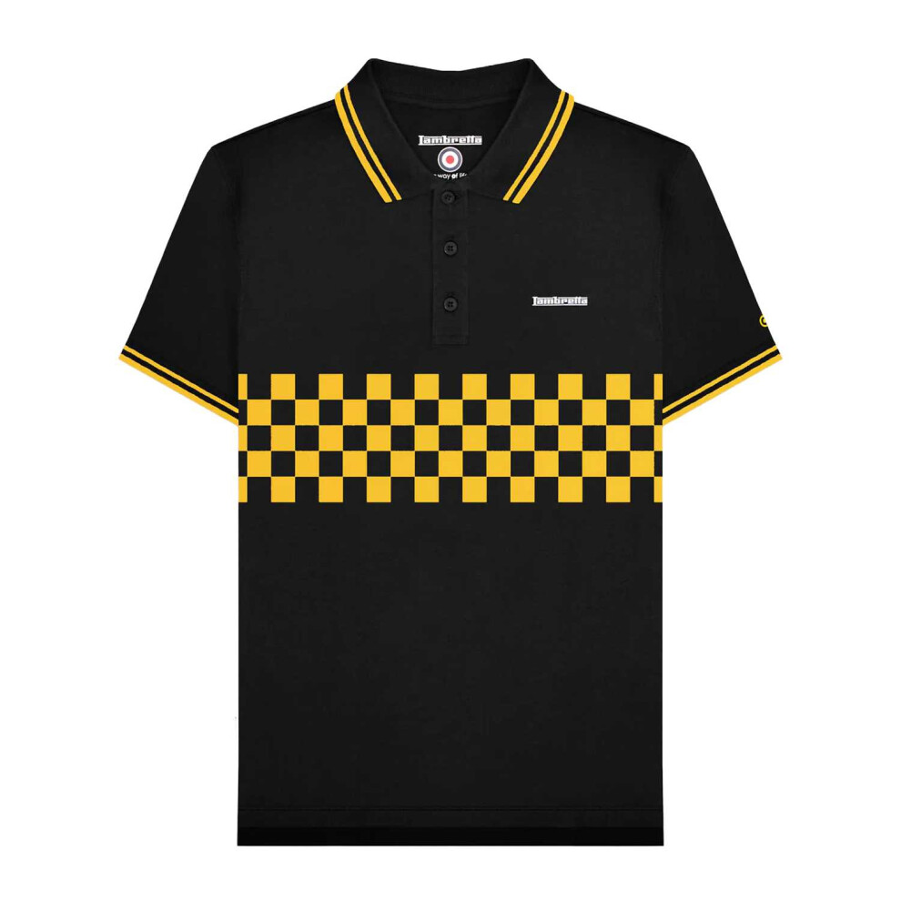 Lambretta (4Xl, /Gold) Mens Ss25 Two Tone Tipped Polo Shirt Black