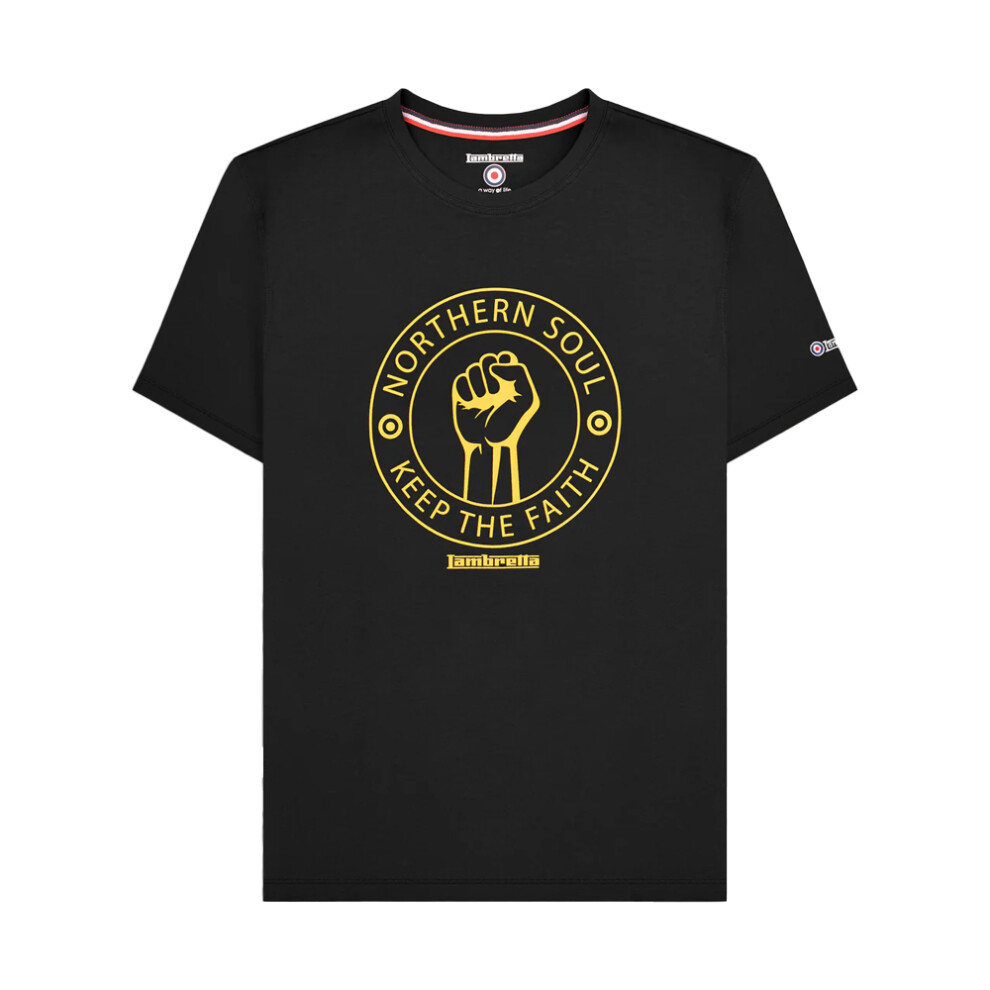 Lambretta (3Xl, /Gold) Mens Northern Soul T-Shirt Black