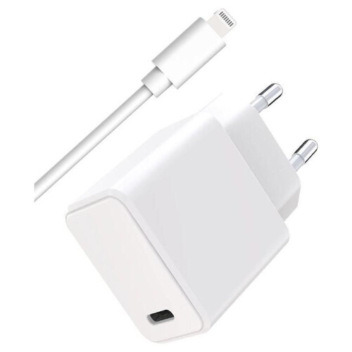wow CS 20W USBC PD + Cable C/MFI 1m Blanco
