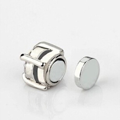 1 Pair Fashion Ear Stud Earring White+Silver 2