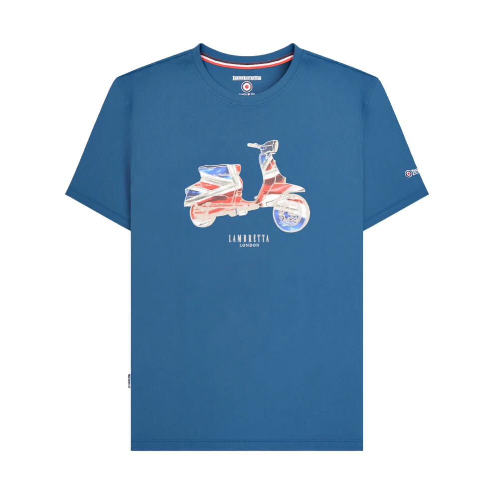 Lambretta (4Xl, Dark ) Mens Aw24 Scooter Flag Big & Tall T-Shirt Blue