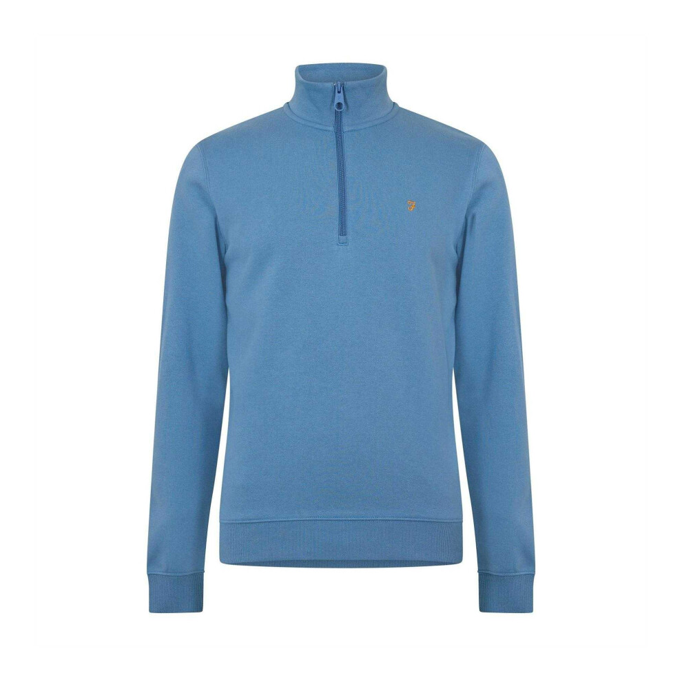Farah (L, Blue) Mens Wilsdon Fleece Quarter Zip Sweatshirt