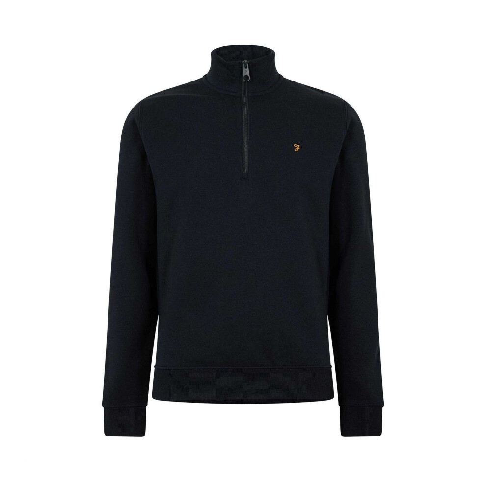 Farah (L, True Navy) Mens Wilsdon Fleece Quarter Zip Sweatshirt