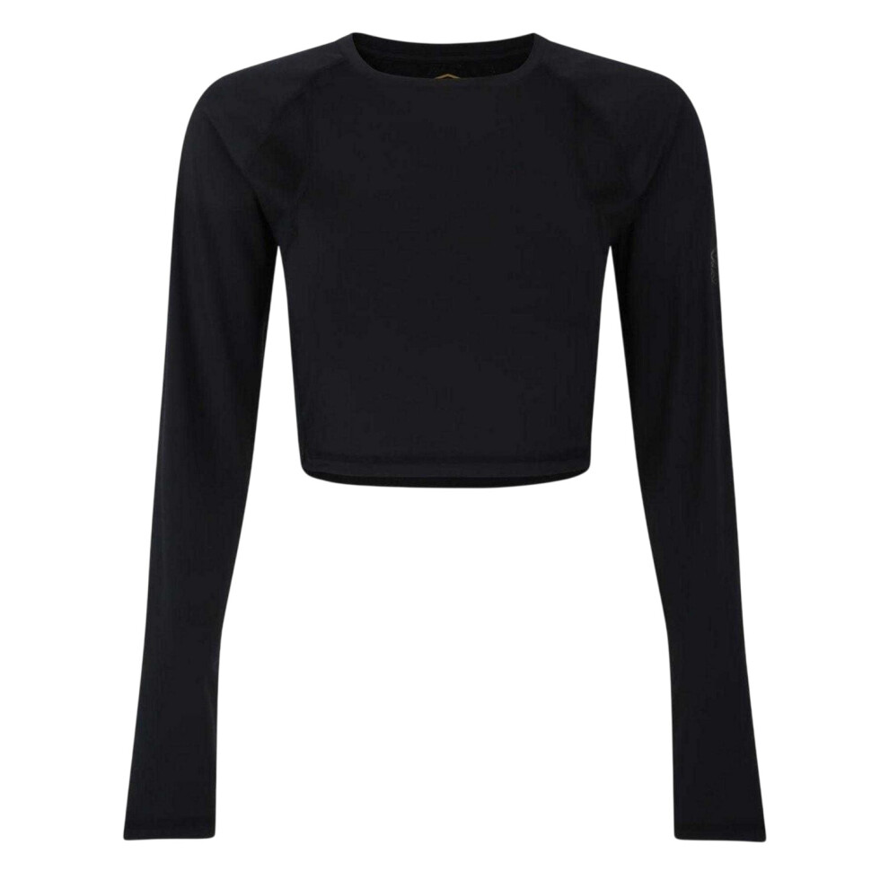 Umbro (14 Uk, Black) Womens/Ladies Bodycon Raglan Long-Sleeved Training Crop Top