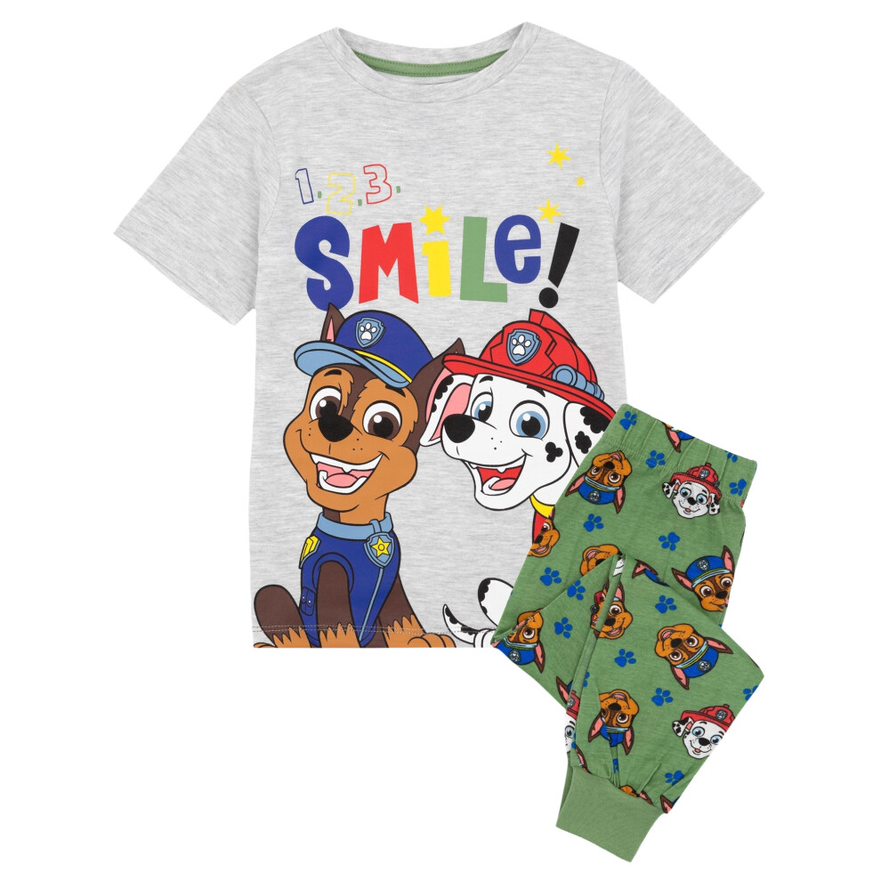 Paw Patrol (4-5 Years, Green/Brown/White) Boys Smile Pyjama Set