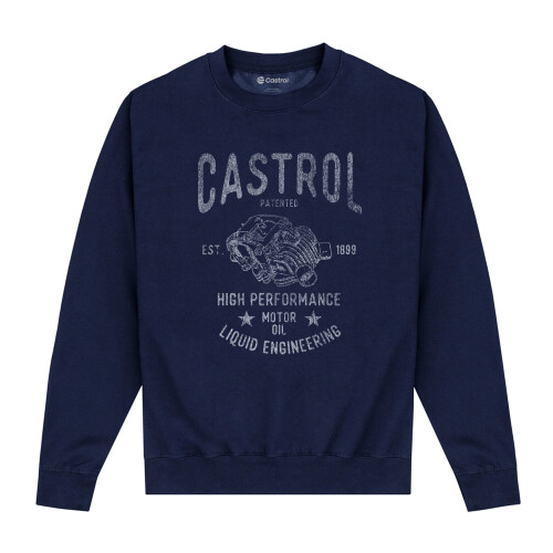 Castrol (XL, Navy) Castrol Unisex Adult Retro Engine Sweatshirt