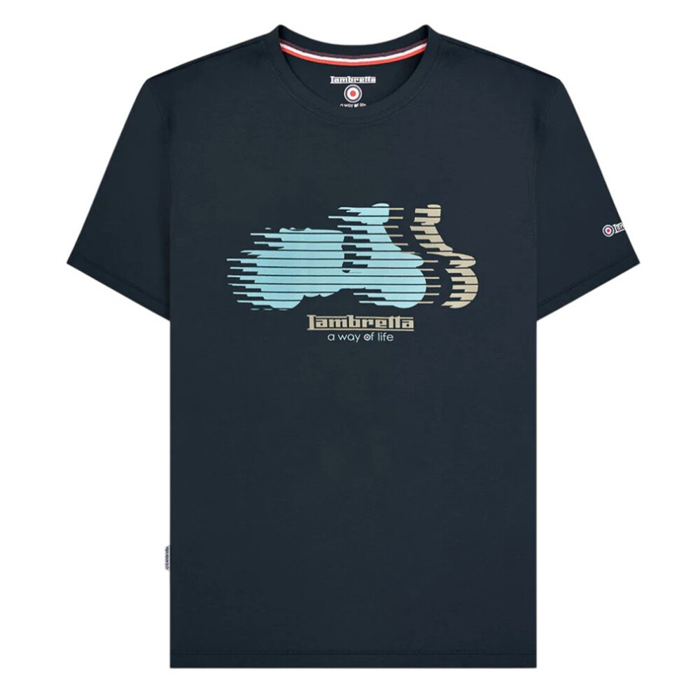 Lambretta (Xxl, Navy) Mens Scooter Blur T-Shirt Blue,Multicoloured
