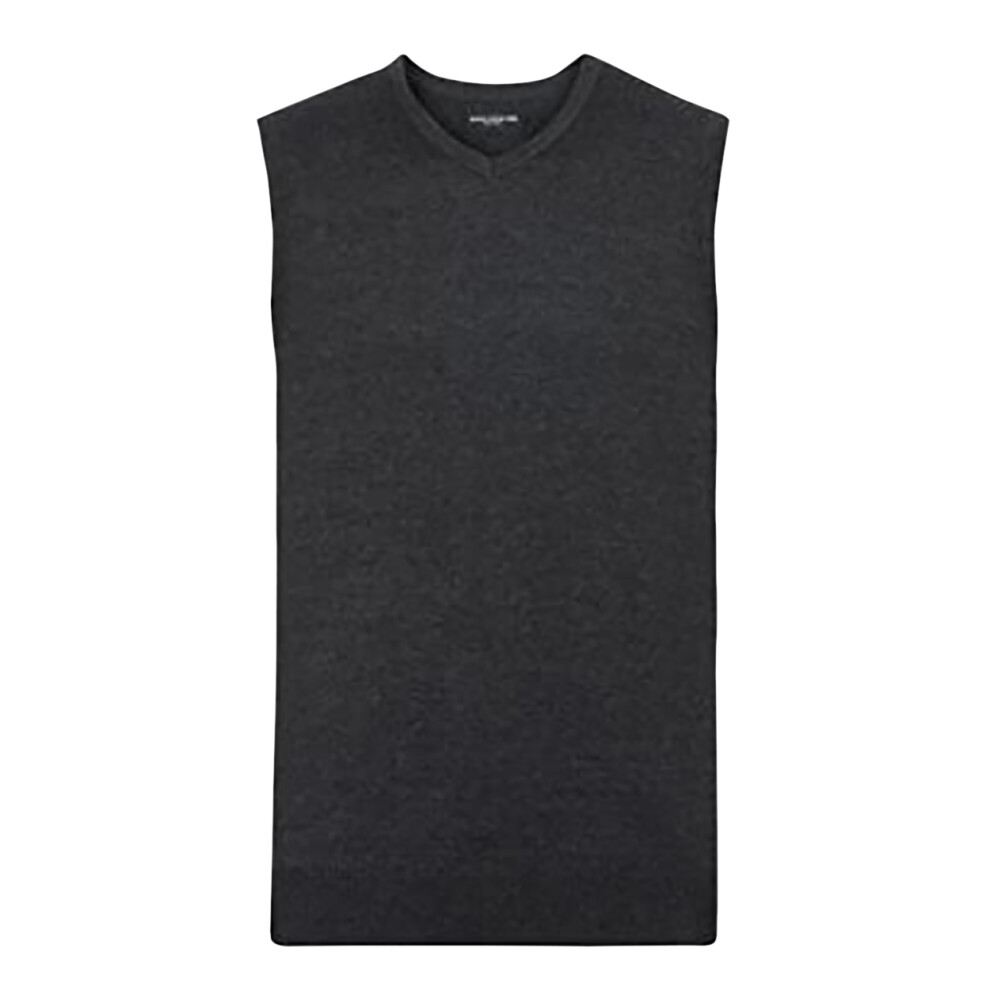 Russell (S, Charcoal Marl) Collection Mens V-Neck Sleevless Knitted Pullover Top / Jumper Multicoloured