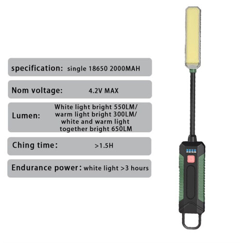 Magnetic Work Light Bendable Rechargeable 3 Modes Working Lamp Work Lamp for Machine Tools for Balcony Courtyards A 2