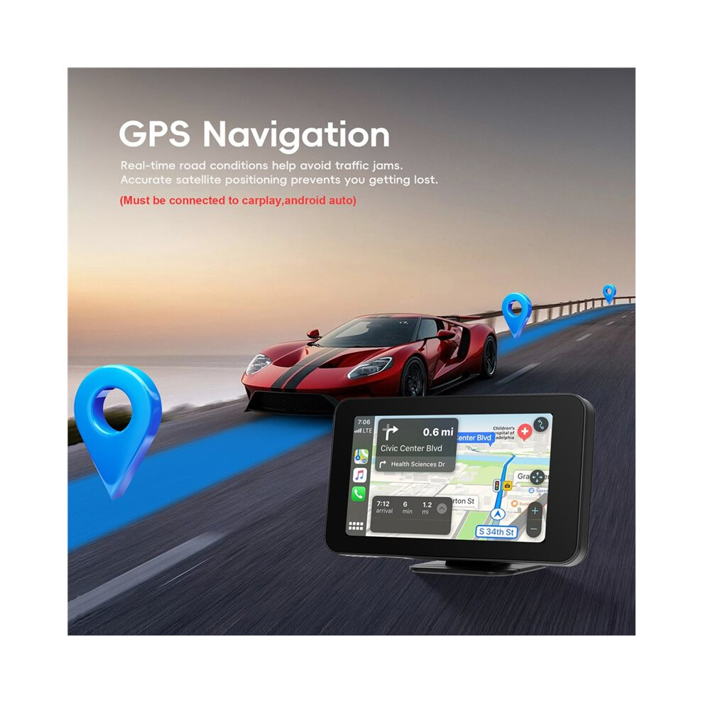 4.7'' Car Monitor Carplay Android Auto Eq Sound Dashboard Screen Player Aux Airplay Android Cast Fm Aux 4713560616746