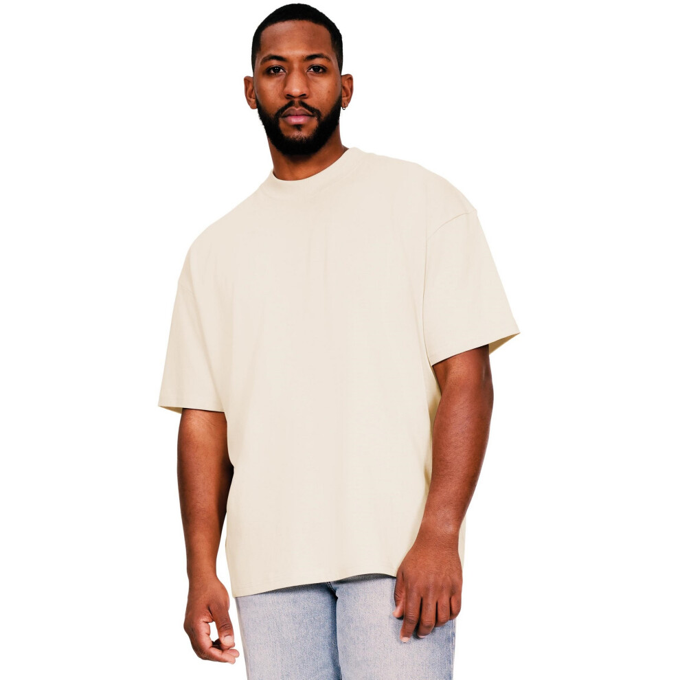 Casual Classics (3Xl, Ecru) Mens Ringspun Cotton Extended Neckline Oversized T-Shirt