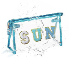 Embroidered Letter Makeup Bag, Large Capacity Transparent PVC Waterproof Storage Bag, Travel Grooming Bag