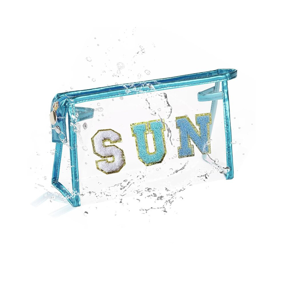 Embroidered Letter Makeup Bag, Large Capacity Transparent PVC Waterproof Storage Bag, Travel Grooming Bag