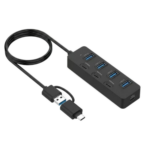 USB HUB, 7-Port 3.0 Button USB Expansion Splitter, Computer Splitter, High-Speed HUB for Laptop Computer