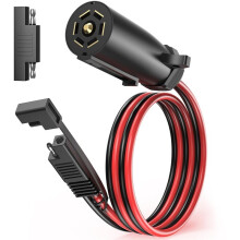 Connettore per Rimorchio A 7 Vie, Connettore Rotondo SAE A 2 Pin per Rimorchio , Cavo SAE 10 AWG, Connettore 12V con Adattatore di Inversione