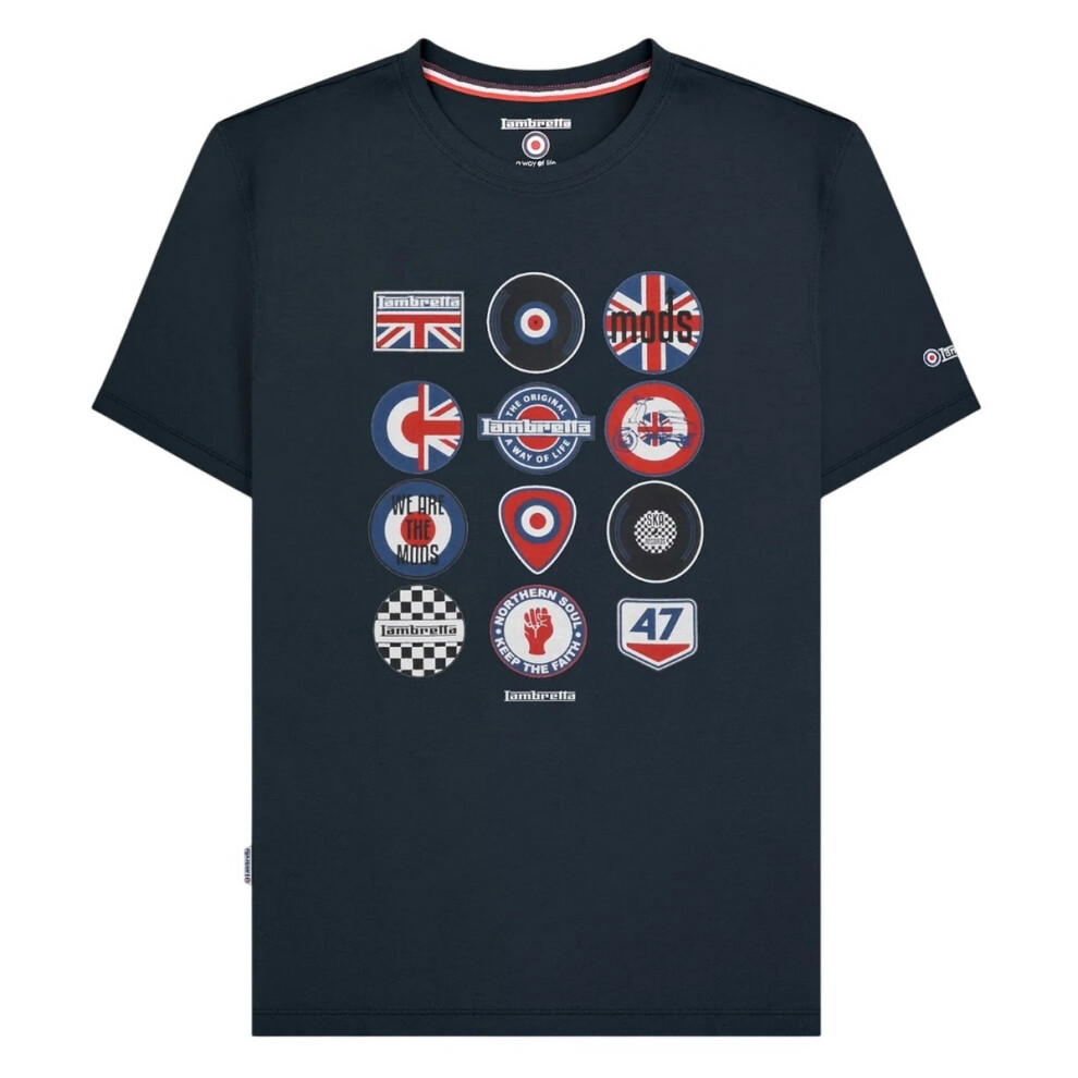 Lambretta (4Xl, Navy) Mens Badge T-Shirt Blue,Multicoloured
