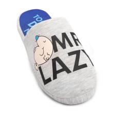 (7 UK-8 UK, Grey/Black/Blue) Mr Men Mens Mr Lazy Slippers