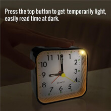 Small Analog Travel Alarm Clock,Battery Operated Desk Shelf Clock,Quieter Bedside Alarm,Easy-to-Read for Bedroom Kitchen