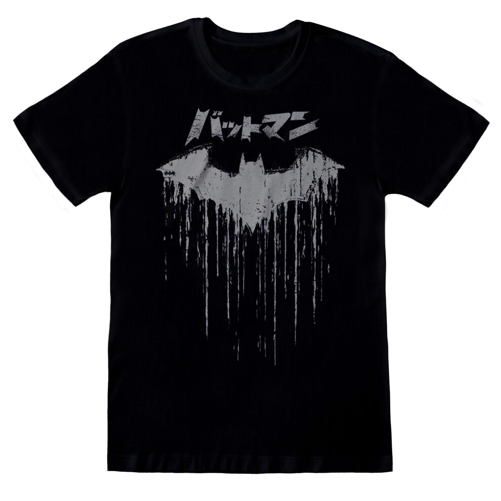 Batman (M, ) Unisex Adult Japanese Logo T-Shirt Black