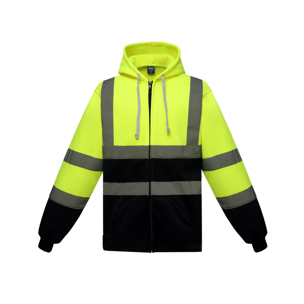 (3Xl, Yellow/Navy) Yoko Mens Hi-Vis Full Zip Hoodie 5063425345427