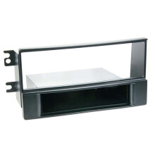 Adaptador de fachada 1-DIN con compartimento compatible con KIA Sportage 2008 > negro
