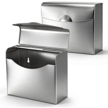 2 Pack Sanitary Napkin Disposal Receptacle, Stainless Steel Flip Top Receptacle Bin Waste Holder,Wall Mounted Trash