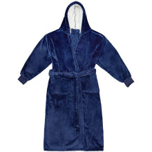 (L-XL, Navy) Brand Lab Unisex Adult Hooded Cuffed Robe