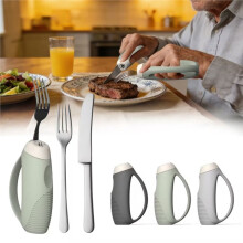 Anti-Shake Universal Tableware Handle for the Elderly, Aid for Brushing Teeth, Eating, and Rehabilitation Training Black