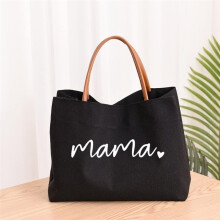 Tassentas van Canvas met Letterprint, Ruime Tas voor Woon-Werkverkeer, Eenvoudige Schoudertas voor Dames, Geschikt Om Mee Te Winkelen