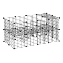 Metalen speelbox voor kleine huisdieren met 36 metalen panelen die u in de gewenste vorm en configuratie kunt monteren.