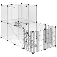 Modulaire kooi voor konijnen en kleine dieren, 27 panelen van staal en kunststof.