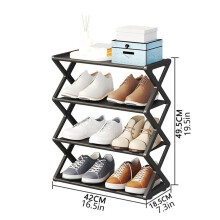 X-Shaped Shoe Rack for Home Multifunctional Steel Assembly Shoecase for Students Dormitory Dustproof Storage Shelf,White
