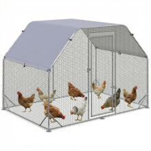 Recinto per polli con copertura, in acciaio, per 4-6 galline, dimensioni 280x190x195 cm.