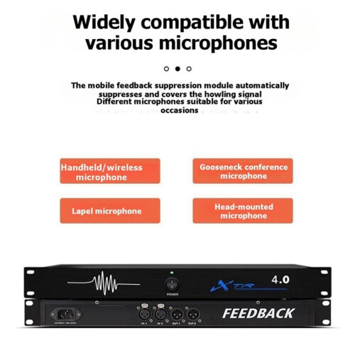 4.0 Digital Audio Processor with Digital Feedback Suppressor Six-Speed Frequency Shift to Suppress Feedback EU 2