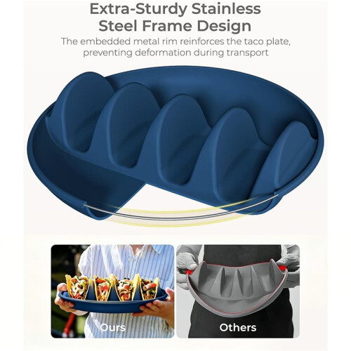 Conjunto de 2 Pratos de Silicone Reutilizáveis para Tacos Crocantes e Macios 2