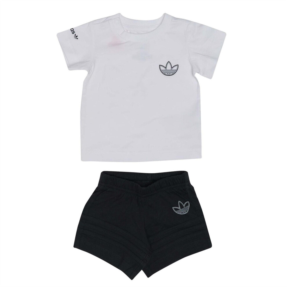 Adidas (3-6 Months, White) Baby Collection Trefoil T-Shirt & Shorts Set