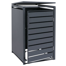 (anthrazit) 1er-Mülltonnenverkleidung MCW-Q75, Mülltonnenbox Mülltonnenhaus, Deckel Fußpedal Metall 116x68x89cm 35kg