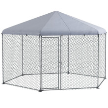 Recinto per polli con tetto e porta in acciaio chiudibile a chiave, per 10-15 animali, 4x3,5x2,6 m