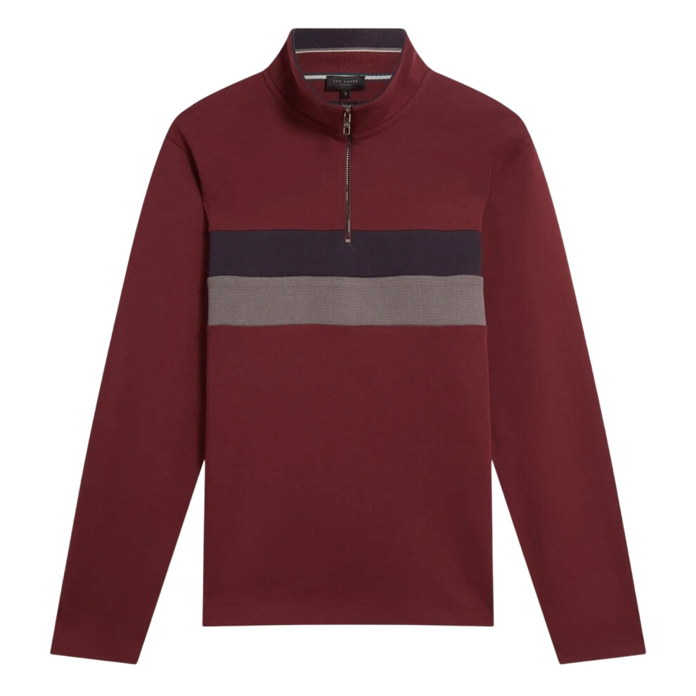 Ted Baker (L, Oxblood) Mens Quarter Zip Fleece Top Multicoloured