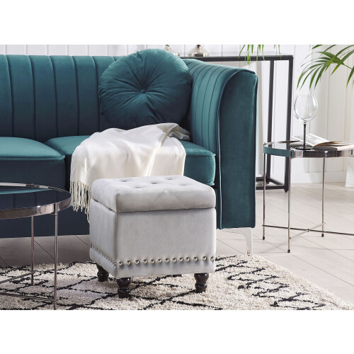 Beliani Storage Pouffe LORETTO Velvet Light Grey 1