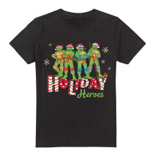 (L, Black) Teenage Mutant Ninja Turtles Mens Holiday Heroes Christmas T-Shirt