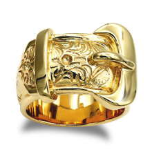 (T) Jewelco London Men's Solid Gold-plated Silver Single Buckle Ring - ARN203-GP