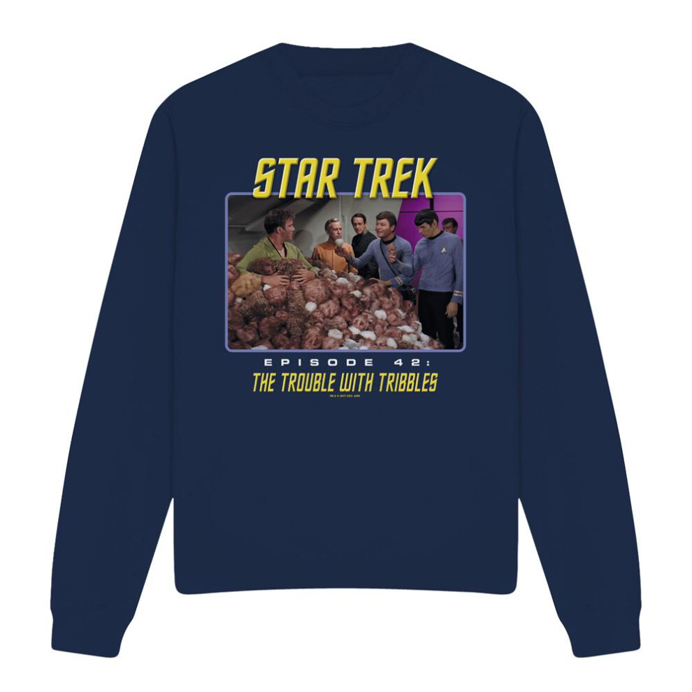 Star Trek (Xl, Navy) Unisex Adult The Trouble With Tribbles Sweatshirt Blue,Multicoloured