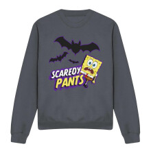 (XXL, Charcoal) SpongeBob SquarePants Unisex Adult Scaredy Pants Sweatshirt